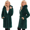 Alpaka Z Futerkiem Ciepły Płaszcz Z Paskiem BUTELKOWA ZIELEŃ