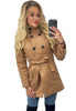 Klasyczny Damski Płaszcz z Paskiem z Kapturem  CAMELOWY
