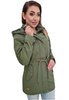 Klasyczna Taliowana Parka Damska Kurtka z Kapturem KHAKI