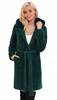 Alpaka Z Futerkiem Ciepły Płaszcz Z Paskiem BUTELKOWA ZIELEŃ