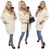 Damski Płaszcz z Alpaki  Oversize - Plus Size Duży Rozmiar 50 44-54 ECRU