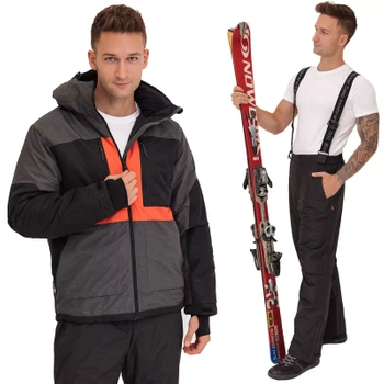 Kurtka+Spodnie Męski Kombinezon Narciarski Na Stok Sanki Snowboard SZARY