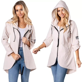 Letnia Asymetryczna Luźna Kurtka Parka Wiatrówka Kurtka BEŻOWA
