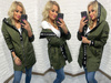 Prosty Lekki Płaszcz Luźna Kurtka Parka z Napisami KHAKI