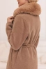 Alpaka Z Futerkiem Ciepły Płaszcz Z Paskiem CAMEL