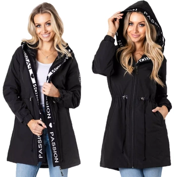 ASYMETRYCZNA PARKA PŁASZCZ Z KAPTUREM CZARNA