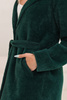 Alpaka Z Futerkiem Ciepły Płaszcz Z Paskiem BUTELKOWA ZIELEŃ