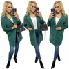Damski Płaszcz z Alpaki  Oversize - Plus Size Duży Rozmiar 50 ZGASZONY ZIELONY