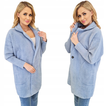 Bardzo Miękki Płaszcz Z Alpaki Owersize BABY BLUE