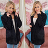 Damski Płaszcz z Alpaki  Oversize - Plus Size Duże Rozmiar 50 CZARNY