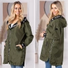 Prosty Lekki Płaszcz Luźna Kurtka Parka z Napisami KHAKI