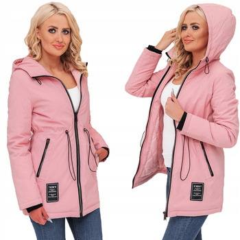 Wyszczuplająca Parka Kurtka Przejściowa Kaptur RÓŻOWY
