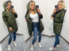 Prosty Lekki Płaszcz Luźna Kurtka Parka z Napisami KHAKI