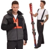 Kurtka+Spodnie Męski Kombinezon Narciarski Na Stok Sanki Snowboard SZARY