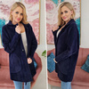 Damski Płaszcz z Alpaki  Oversize - Plus Size Duży Rozmiar 50 GRANATOWY
