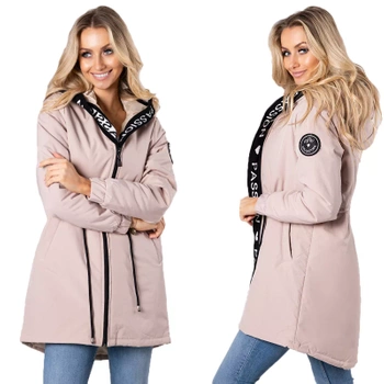 ASYMETRYCZNA PARKA kurtka Z KAPTUREM BEŻOWA