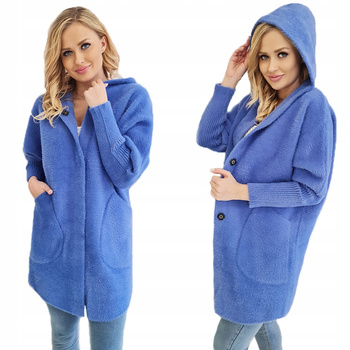 Alpaka Płaszcz Oversize z Kapturem JEANS