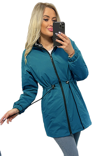 Asymetryczna Parka Kurtka z kapturem NIEBIESKA