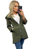 Letnia Asymetryczna Luźna Kurtka Parka Wiatrówka KHAKI