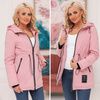 Wyszczuplająca Parka Kurtka Przejściowa Kaptur RÓŻOWY