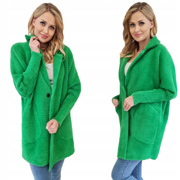 Bardzo Miękki Płaszcz Z Alpaki Owersize WIOSENNY ZIELONY