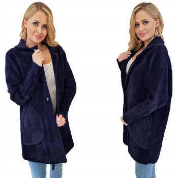 Bardzo Miękki Płaszcz Z Alpaki Owersize GRANATOWY