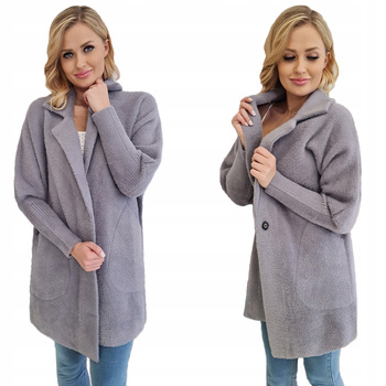 Bardzo Miękki Płaszcz Z Alpaki Owersize SZARY