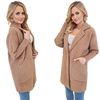 Damski Płaszcz z Alpaki  Oversize - Plus Size Duży Rozmiar 50 CAMEL