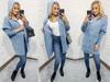 Alpaka Płaszcz z Kapturem Zapinana Na Suwak Wełna Oversize BABY BLUE