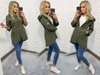 Letnia Asymetryczna Luźna Kurtka Parka Wiatrówka KHAKI