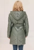 Długi Pikowany Płaszcz Z Paskiem Przejściowy KHAKI