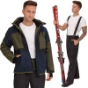 Kurtka+Spodnie Męski Kombinezon Narciarski Na Stok Sanki Snowboard GRANATOWY