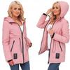 Wyszczuplająca Parka Kurtka Przejściowa Kaptur RÓŻOWY