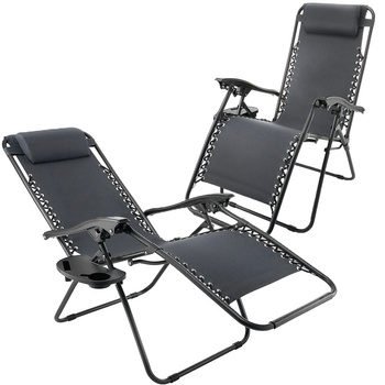 Leżak Plażowy Fotel Ogrodowy Składany Grawitacyjny GRAFIT
