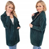 Damski Płaszcz z Alpaki  Oversize - Plus Size Duży Rozmiar 50 BUTELKOWA ZIELEŃ