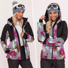 Kolorowe Wzorki Zimowa Kurtka Narciarska CZARNA