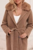 Alpaka Z Futerkiem Ciepły Płaszcz Z Paskiem CAMEL