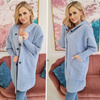 Alpaka Płaszcz Oversize z Kapturem BABY BLUE