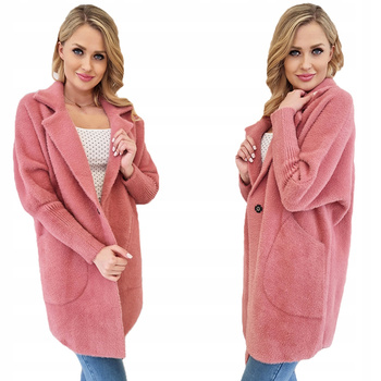 Bardzo Miękki Płaszcz Z Alpaki Owersize CIEMNIEJSZY RÓŻ