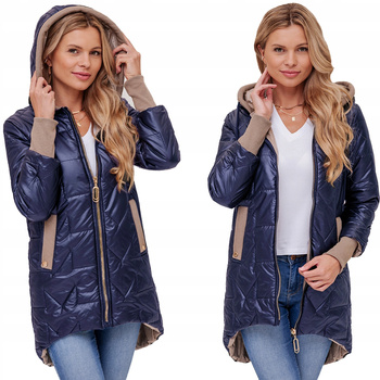 PLUS SIZE DUŻA WIOSENNA PRZEJŚCIOWA KURTKA DAMSKA Z KAPTUREM LEKKA