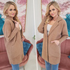 Damski Płaszcz z Alpaki  Oversize - Plus Size Duży Rozmiar 50 CAMEL