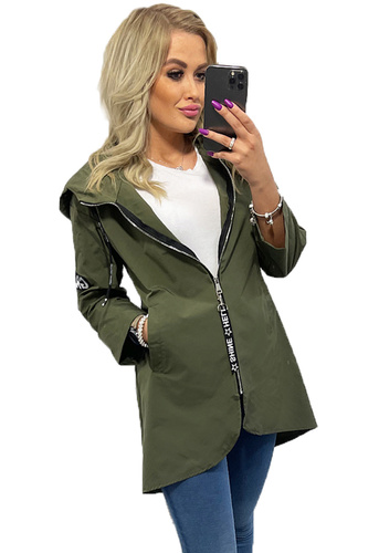 Letnia Asymetryczna Luźna Kurtka Parka Wiatrówka KHAKI